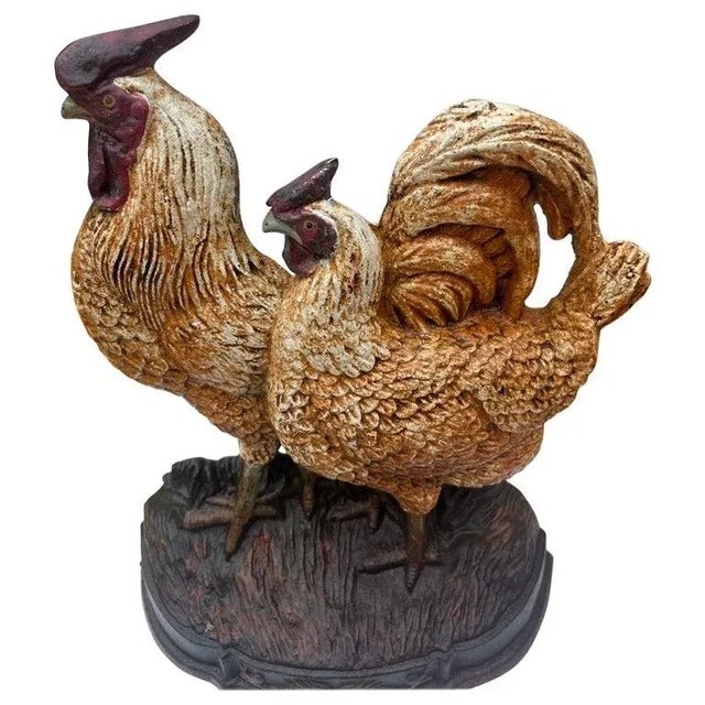 Early 20th Century 20Thc Original Painted Rooster Doorstop For Sale - Image 5 of 5