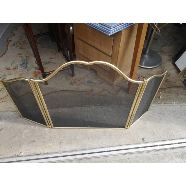 Metal Gilt Trifold Fireplace Screen Guard, 1970s For Sale - Image 7 of 8