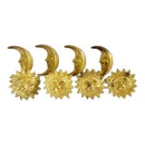 Vintage Celestial Sun and Moon Napkin Rings – Set of 8 Gold Tabletop Decor – Boho Entertaining Table Setting For Sale