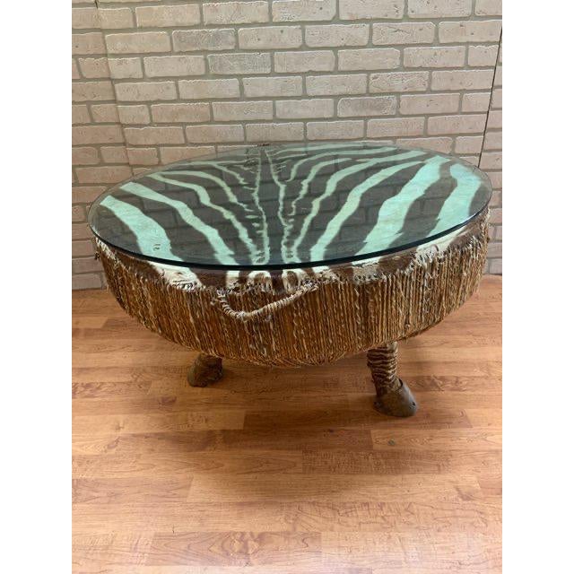 Authentic African Zebra Hide Ghana Drum Table Chairish