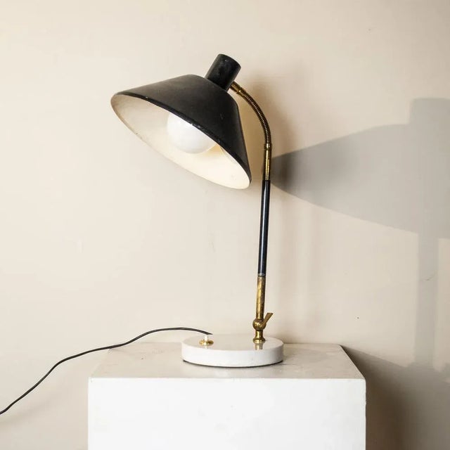 Circular Marble Base Lamp Lighting in Metal from Stilux Milano, 1950s For Sale - Image 11 of 12