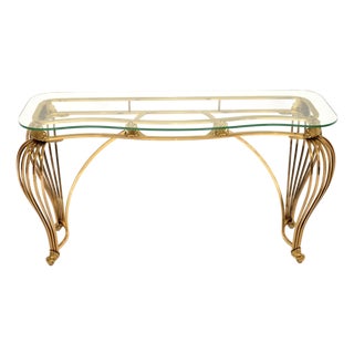 Vintage Italian Brass and Glass Console Table, 1960s For Sale