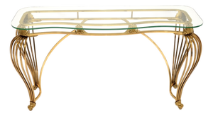 Vintage Italian Brass and Glass Console Table, 1960s
