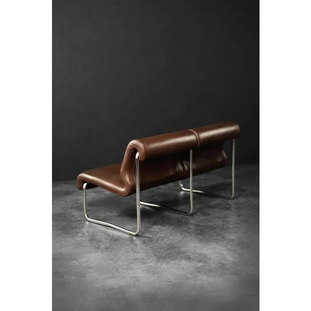 Mid-Century Modern German 2-Seater Brown Steel Frame Lounge Sofa, 1970s For Sale - Image 15 of 18
