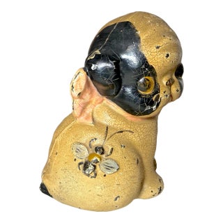 Antique Original Grace Drayton Cast Iron Hubley Dog Bee Coin Still Bank 1900s For Sale