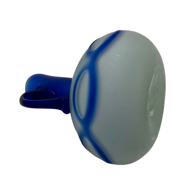 Glass Phoenician-Style Blue Satin Glass Amphora Vase For Sale - Image 7 of 10