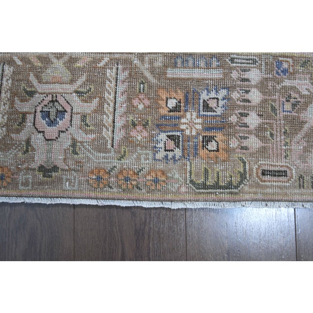 Brown 1970s Vintage Persian Handmade Wool Cotton Light Brown Area Rug For Sale - Image 8 of 11