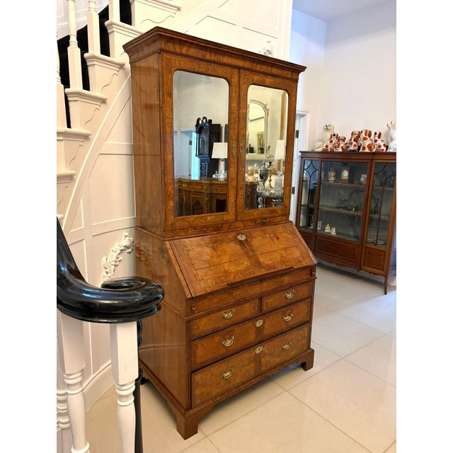 Antique George I Figured Walnut Bureau Bookcase with Secretaire, 1720 For Sale - Image 6 of 18