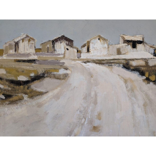 White 1964 Mid-Century Modern 'Beyond the White Road' Swedish Abstract Landscape Oil Painting, Framed For Sale - Image 8 of 11