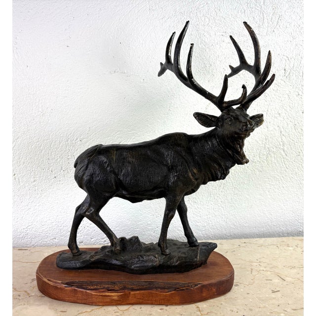 Handsome Vintage Cast-Iron Stag Sculpture For Sale In Philadelphia - Image 6 of 12