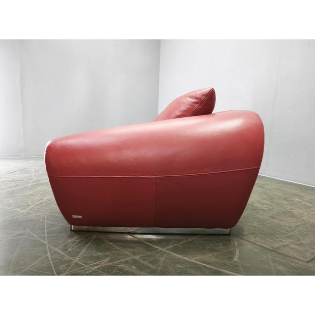Italian Red Leather Sofa by Divanotti, Postmodern, 1990s For Sale - Image 13 of 18