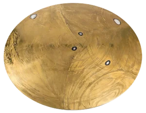 Round Etched Brass Dining Table with Inlay in Agates from VDL, 1980s