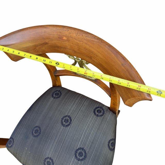 Mid Century Mahogany and Brass Lyre Back Dining Chairs - A Pair For Sale - Image 12 of 12