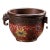Vintage Cloisonné Enamel Censer With Beast Handles and Lotus Motif For Sale