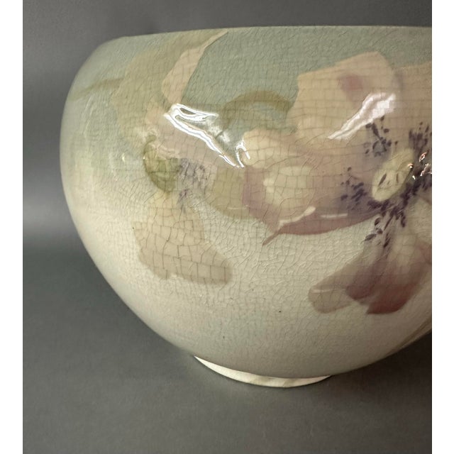 1900s Weller Etna Hand Painted Floral Decorated Art Pottery Jardiniere For Sale - Image 9 of 12