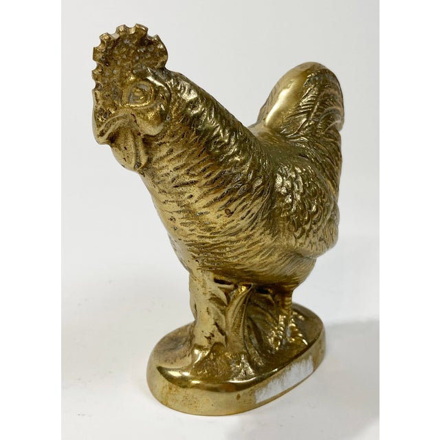 Vintage Brass Rooster Paper Weight For Sale - Image 4 of 6