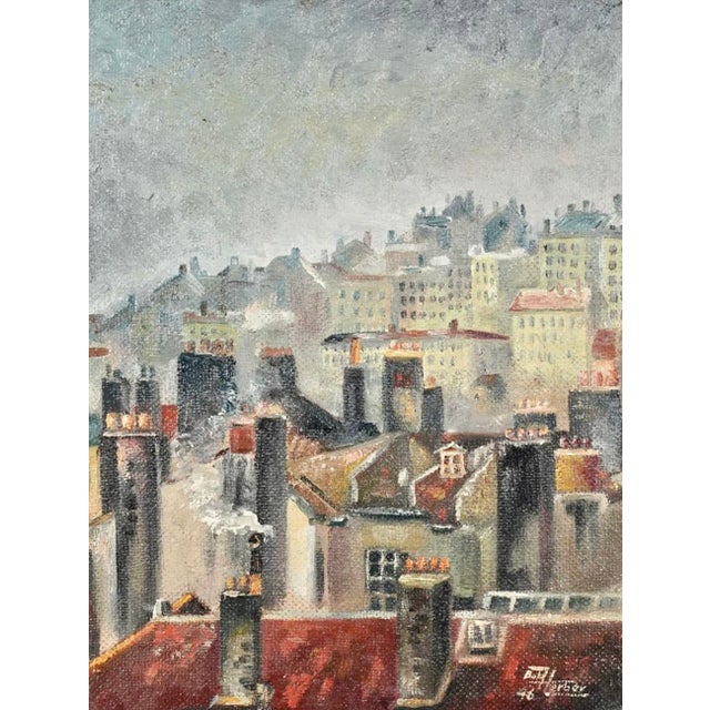 Painted in 1946, this atmospheric San Francisco rooftop scene by German artist Bob Herber captures the quiet poetry of a...