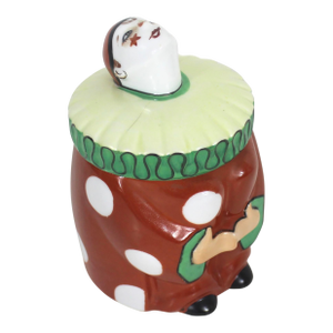 Art Deco Noritake Lusterware Clown Pierrot Powder/Tobacco Ceramic Lidded Jar, Pre-Wwii Green Mark Art Humidor Lustreware Canister Rare Japan
