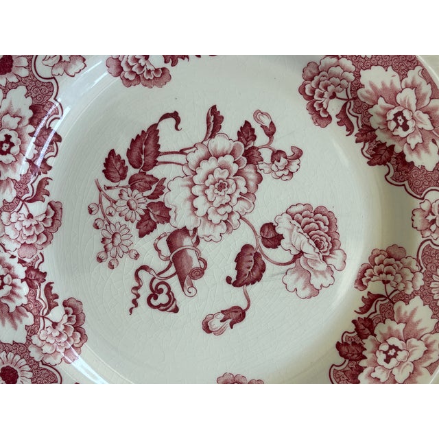 English Chinoiserie Style Red & White Dinner Plates "Cambridge" by Wood & Sons - Set of 6 For Sale - Image 14 of 18