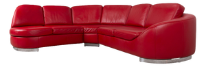 Ruby Red Leather Corner Sofa from Ewald Schillig