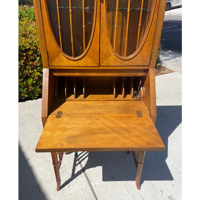 Vintage Faux Bamboo Secretary Desk by American of Martinsville For Sale - Image 10 of 12