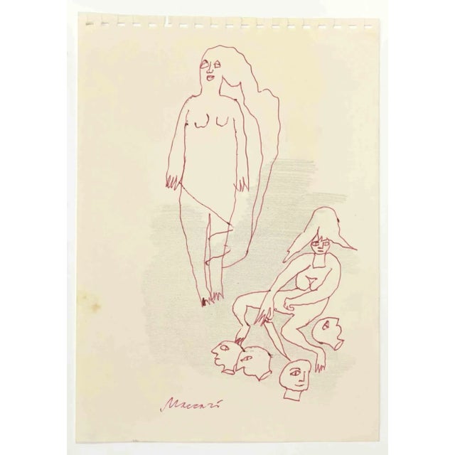 Achieved is a Pen Drawing realized by Mino Maccari (1924-1989) in the 1960s. Hand-signed on the lower. Good condition....