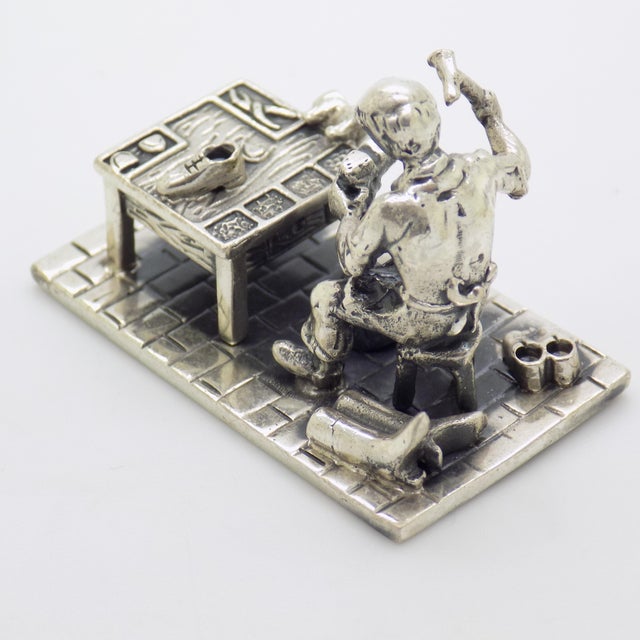 Metal Vintage Italian Handmade Sterling Silver Cobblers Workshop Figurine, 1980s For Sale - Image 7 of 14