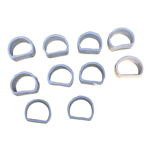 1970s Collection of White Ceramic Standing Napkin Rings- Set of 10 For Sale