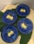Beautiful set of 4 vintage Italian hand painted lemons plates, with a blue background and green border and two yellow...