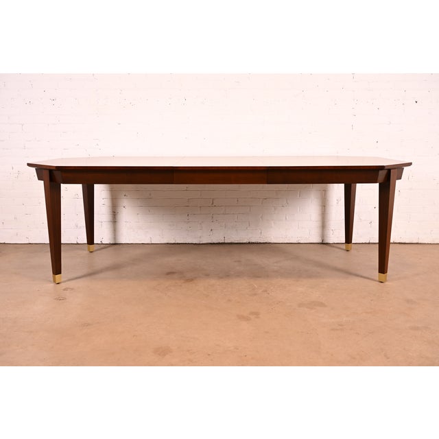 French Henredon French Regency Louis XVI Banded Walnut Extension Dining Table | Newly Refinished For Sale - Image 3 of 18
