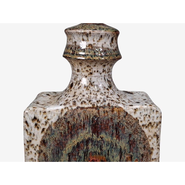 1960s Danish Modern Beige Glazed Ceramic Table Lamp For Sale In New York - Image 6 of 11