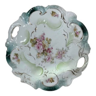 Antique Rs Prussia Pink Roses Porcelain Celery Dish 10.5" For Sale