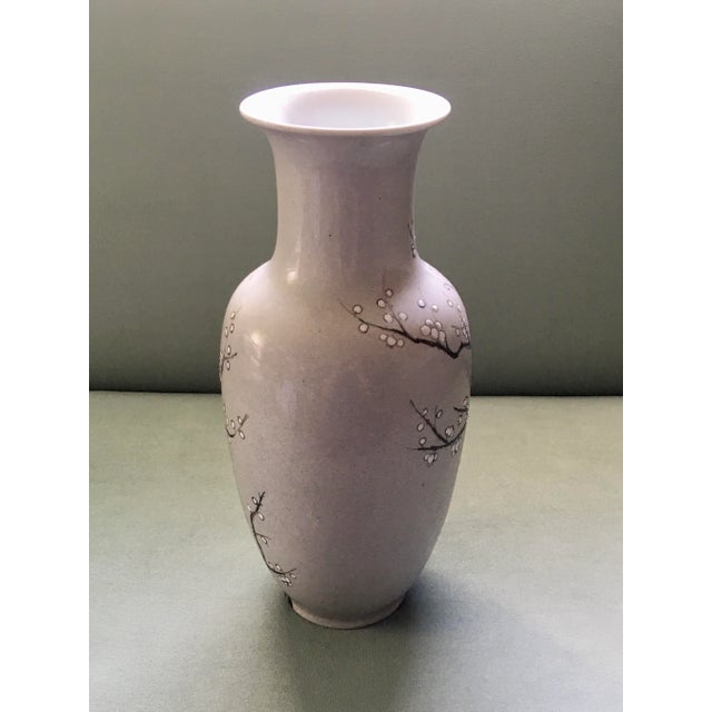 Vintage Mid 20th Century Nora Fenton Gray Cherry Blossom Ceramic Vase For Sale In Jacksonville, FL - Image 6 of 13