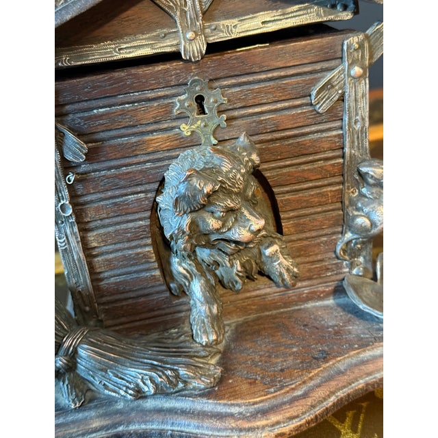 Antique Carved Wooden Cigar Humidor with Dog Decoration, 1890 For Sale - Image 9 of 18