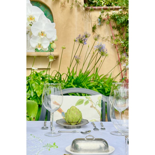 70" Sq. Embroidered Organdy Lily of the Valley Tablecloth by Anke Dreschel For Sale - Image 14 of 14
