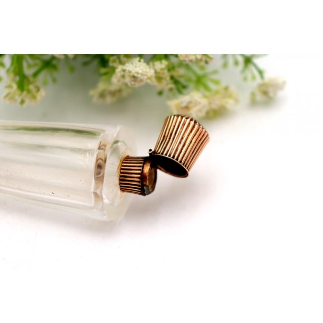 Glass Perfume Bottle with Gold Lid For Sale - Image 4 of 6