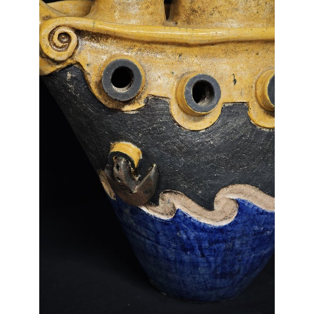 Steamship in Raku Ceramic by Lucio Liguori Raito For Sale - Image 15 of 17