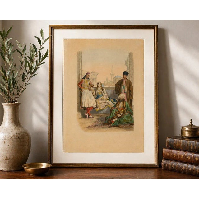 Antique Hand-Colored Costume Print of Greece, Turkey and Armenia c1860 A refined and historically evocative mid-19th...