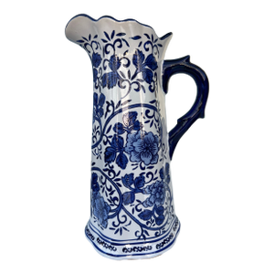 Vintage Porcelain Blue & White Pitcher / Vase