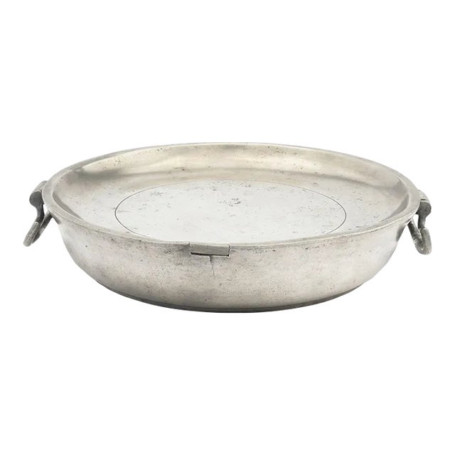 English Pewter Warming Plate With Drop Handles by V&w Birmingham, 1808-1827 For Sale