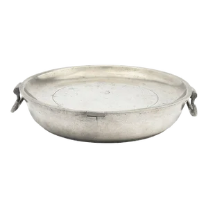 English Pewter Warming Plate With Drop Handles by V&w Birmingham, 1808-1827