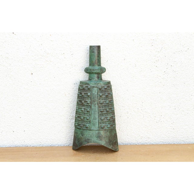 19th Century Imperial Antique Verdigris Bronze Bo Bell For Sale - Image 5 of 10