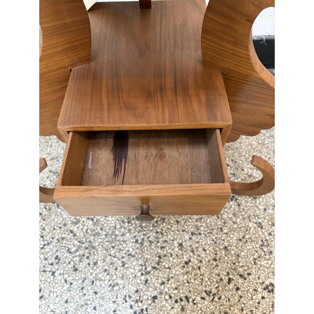 Maroon Mid-Century Wooden Side Table in the shape of Seahorse, 1960s For Sale - Image 8 of 10