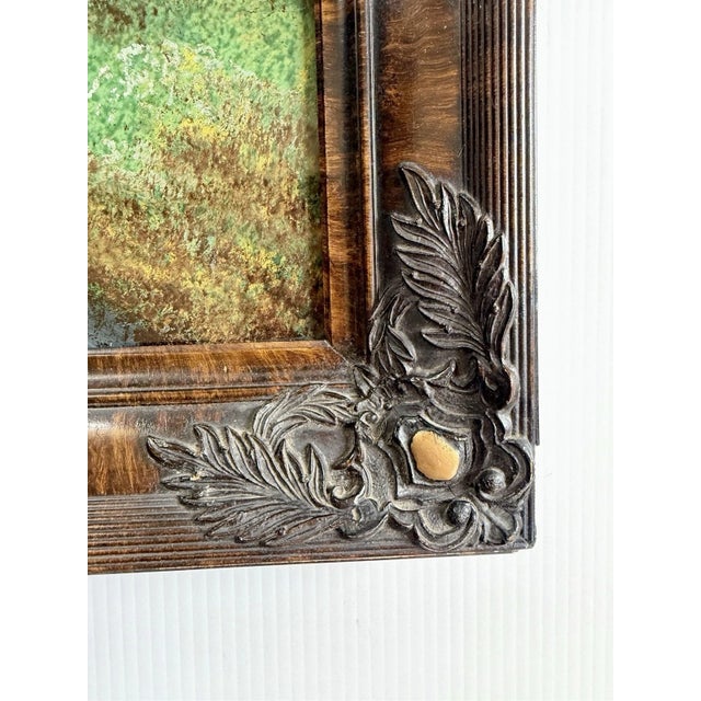 Early 20th Century Art Nouveau Reverse Painting, Mother-of-Pearl Inlay Scottish Highlands Cottage in Ornate Frame For Sale - Image 11 of 18