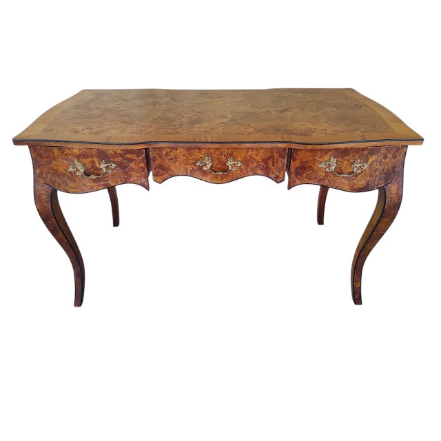 Vintage Mid-Century Italian Desk With Cloth-Lined Drawers For Sale - Image 14 of 18