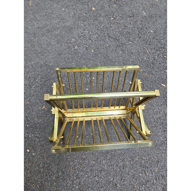 Hollywood Regency 1970s Elegant Hollywood Regency Brass Magazine Rack For Sale - Image 3 of 8