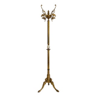 Vintage Italian Brass Coat Rack with Onyx Marble Centrepiece, 1960s For Sale