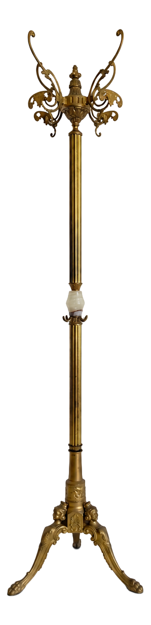 Vintage Italian Brass Coat Rack with Onyx Marble Centrepiece, 1960s