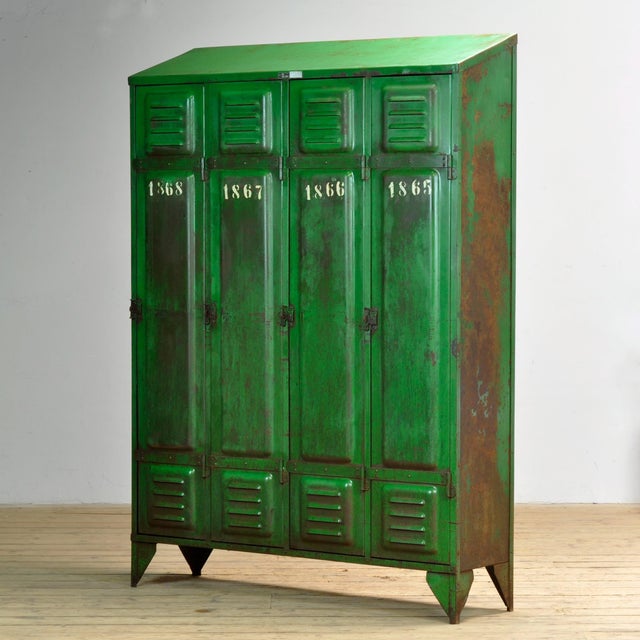 Industrial Industrial Iron Locker, France, 1950s For Sale - Image 3 of 15