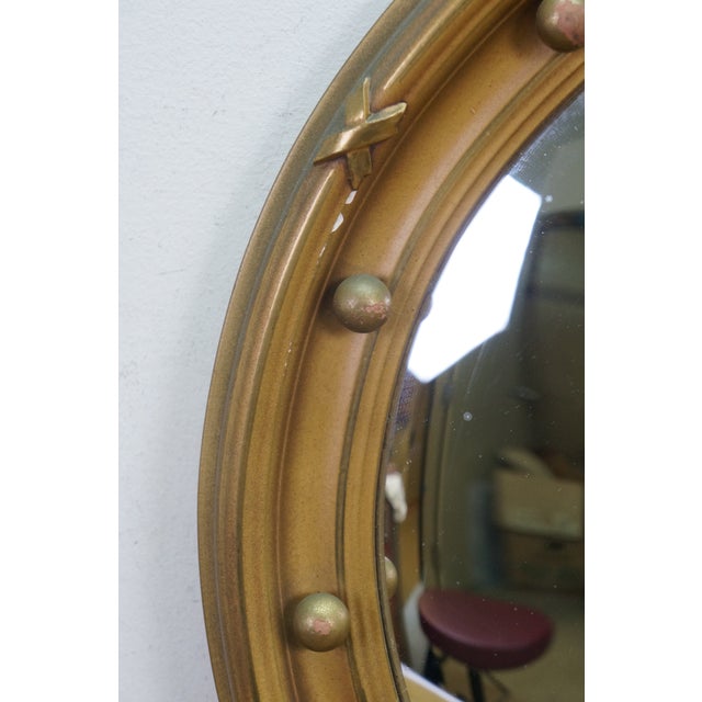 Antique Federal Giltwood Convex Bullseye Rondel Eagle Wall Mirror 31" For Sale - Image 10 of 15